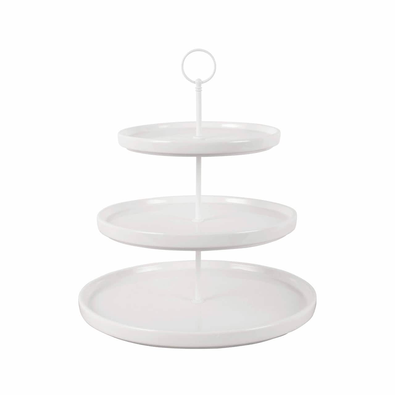 13.5" White 3-Tier Ceramic Cake Stand by Celebrate It™